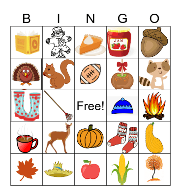 Fall Items Bingo Card