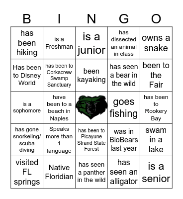BioBears Bingo Card