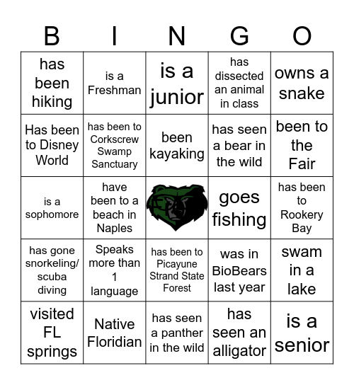 BioBears Bingo Card