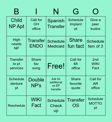 Callbuster Bingo Card