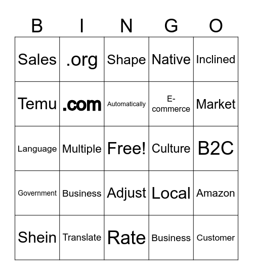 GROUP 5 Bingo Card