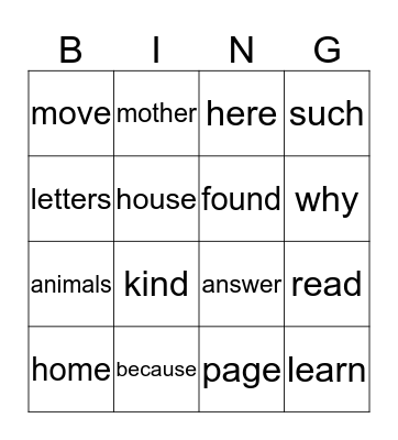 Second Grade Sight Words Bingo Card