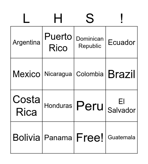 Latino Trivia Bingo Card