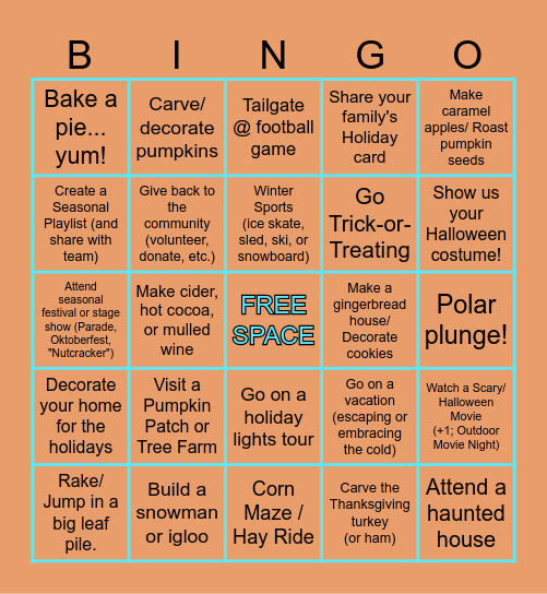 Fall & Winter BINGO Card