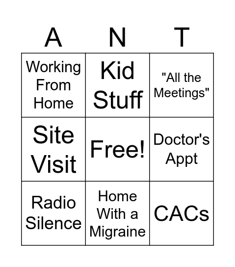 Where is Anthony Today? Bingo Card