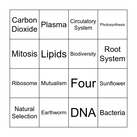 Biology Bingo Card