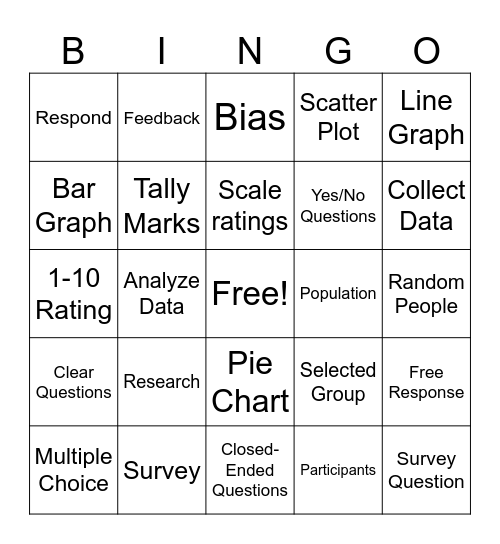 Create and Answer Survey Questions Bingo Card