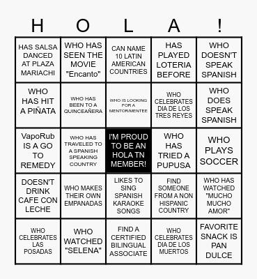 Latinx Loteria Bingo Card