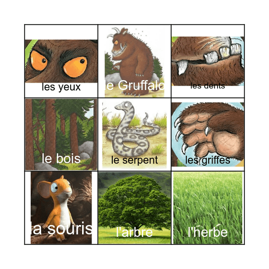 Le Gruffalo Bingo Card