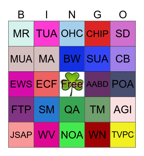 Acronyms Bingo Card
