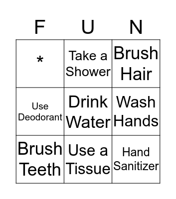 Hygiene Fun Bingo Card