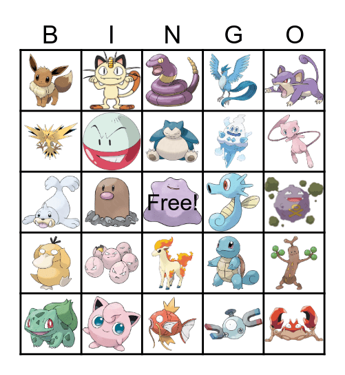 Pokemon Bingo Card