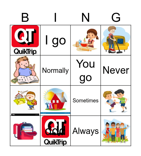 Vocabulario rápido Bingo Card