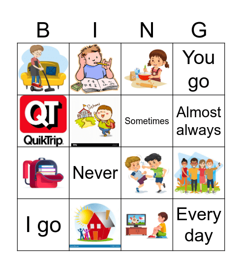 Vocabulario rápido Bingo Card