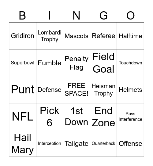 Football Bingo Card