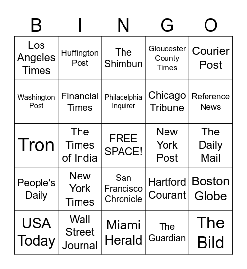 Read All About It Bingo Card