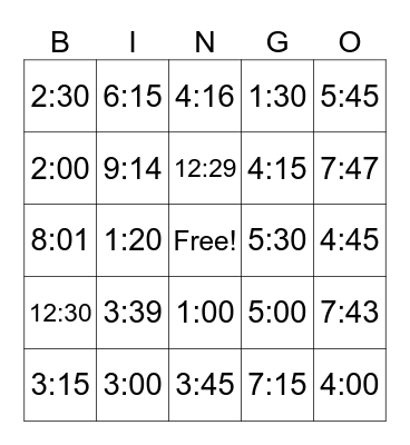 Telling time in Spanish Bingo Card
