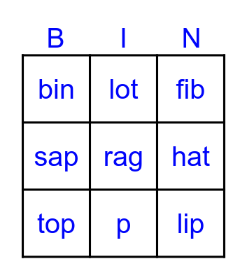 Star words Bingo Card
