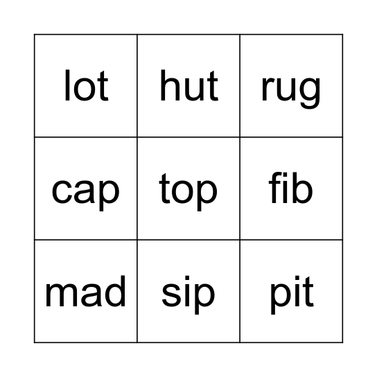 Star words Bingo Card