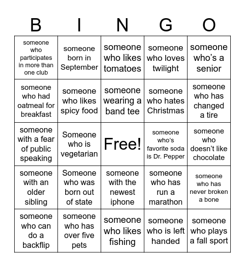 Rockstar Training Bingo Card