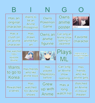 Anime Bingo Card