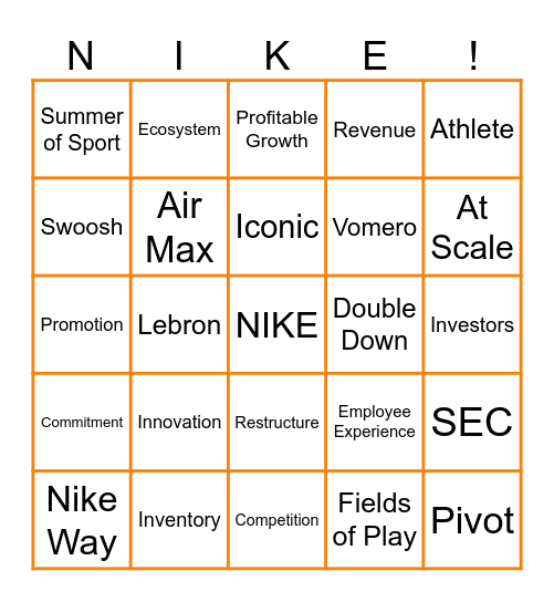 FY25 Earnings Call Q2 Bingo Card