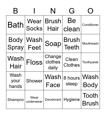 Hygiene Bingo Card