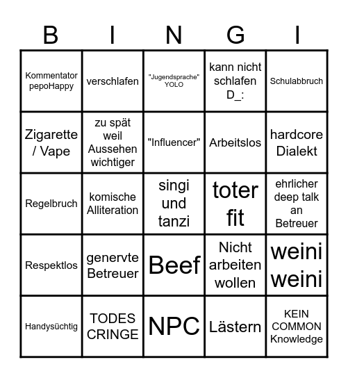 AB INS KLOSTER Bingo Card