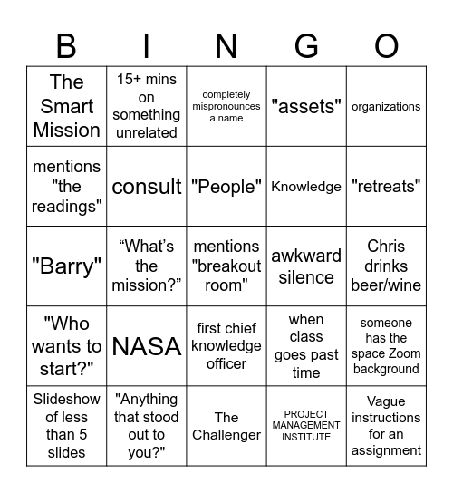 IKNS Bingo Card