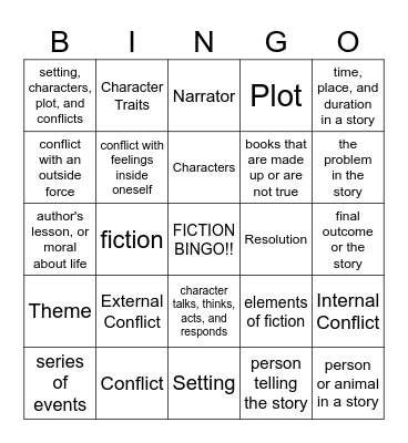 FICTION Bingo Card
