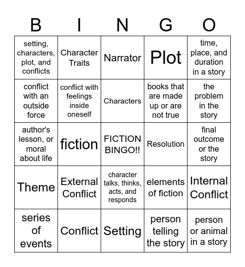 FICTION Bingo Card