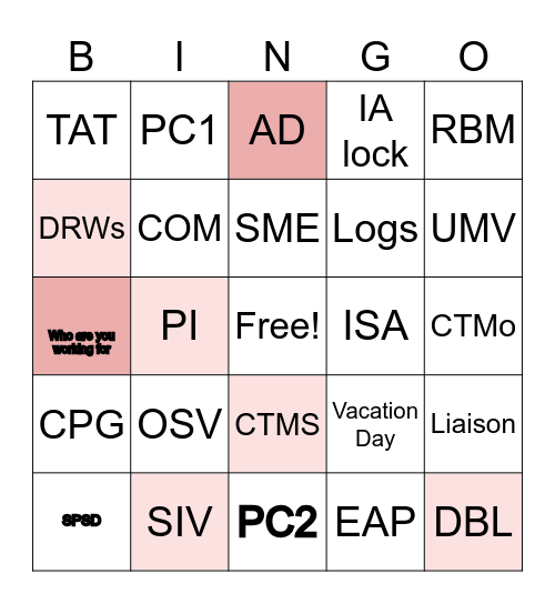 Central Region Bingo Card