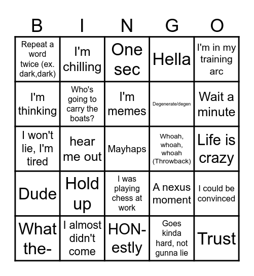 Daniel Bingo Card