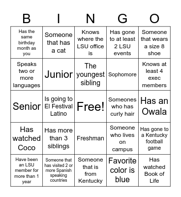 Hispanic Heritage Month Bingo Card