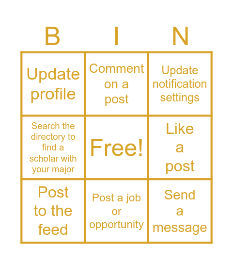 ScholarsConnect BINGO! Bingo Card