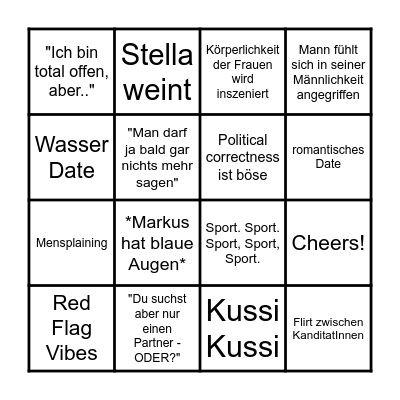 Bachelorette Bullshit Bingo Card