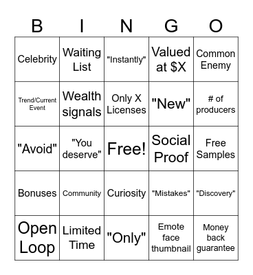 Audio Company High Pressure Sales Bingo Card