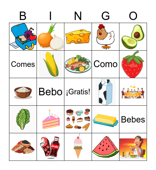 Comida básica Bingo Card
