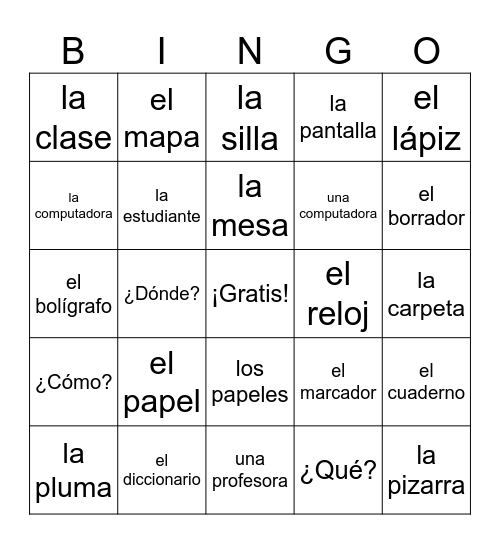 La clase Bingo Card