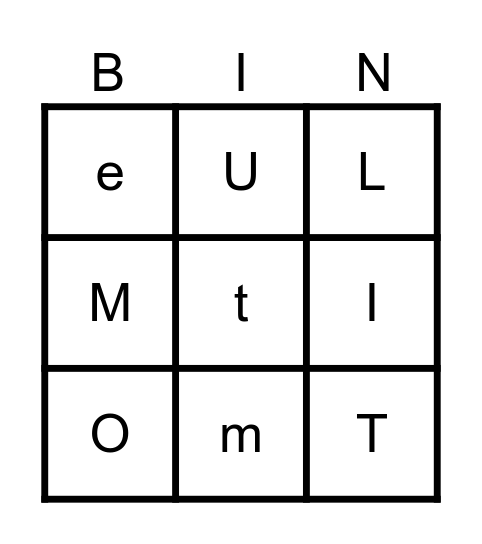 Buchstaben Bingo Card