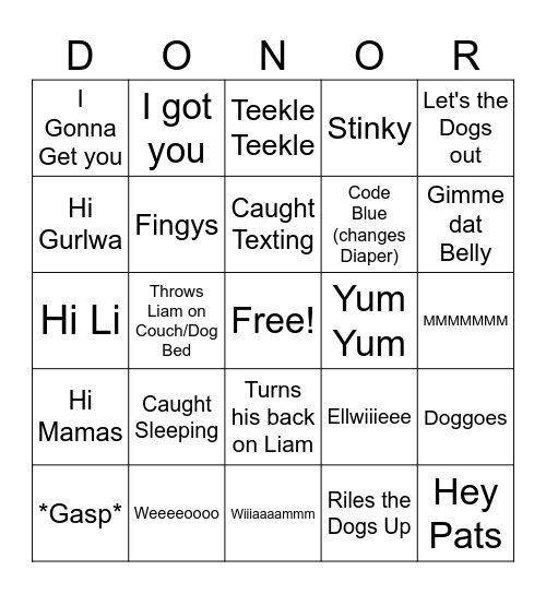 Spermy Bingo Card