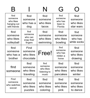 Get to Know You BINGO! Bingo Card