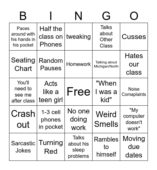 Cousineau Bingo Card