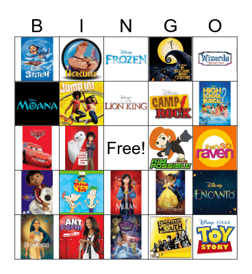 Disney Bingo Card