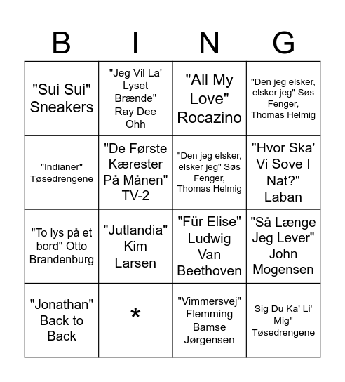 MUSIK Bingo Card