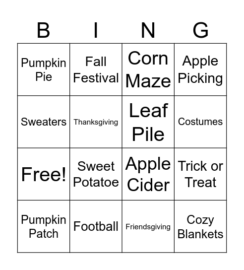 FUN FIFTH SUNDAY Bingo Card