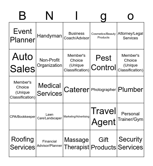 BNI Downtown Suffolk BNIGO Bingo Card