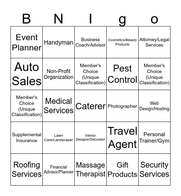 BNI Downtown Suffolk BNIGO Bingo Card