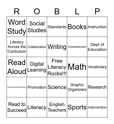 Richland One Balanced Literacy Platform Bingo Card