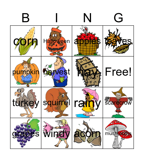 Autumn Bingo Card